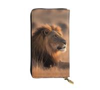 HYTTER Portafoglio in pelle, elegante e resistente, da donna, con scomparti multipli e cerniera, motivo animali africani, nero, taglia unica, Nero , Taglia unica