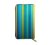 HYTTER Portafoglio in pelle, elegante e resistente, da donna, con scomparti multipli e cerniera, motivo a righe color arcobaleno, nero, taglia unica, Nero , Taglia unica