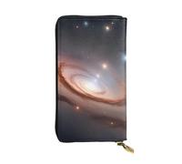 HYTTER Portafoglio in pelle, elegante e resistente, da donna, con scomparti multipli e cerniera, motivo costellazione, ammassi stellari, galassie, nero, taglia unica, Nero , Taglia unica