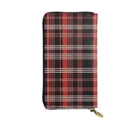 HYTTER Portafoglio in pelle, elegante e resistente, da donna, con scomparti multipli e cerniera, motivo scozzese rosso e nero, taglia unica, Nero , Taglia unica