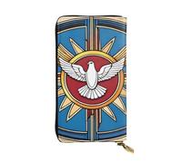 HYTTER Portafoglio in pelle, elegante e resistente, da donna, con scomparti multipli e cerniera, motivo spirito santo christia, nero, taglia unica, Nero , Taglia unica