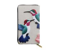 HYTTER Portafoglio in pelle, elegante e resistente, da donna, con scomparti multipli e cerniera, motivo floreale con colibrì, nero, taglia unica, Nero , Taglia unica