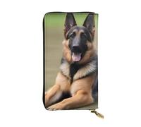 HYTTER Portafoglio in pelle, elegante e resistente, da donna, con scomparti multipli e cerniera, motivo pastore tedesco, nero, taglia unica, Nero , Taglia unica