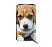 HYTTER Portafoglio in pelle, elegante e resistente, da donna, con scomparti multipli e cerniera, motivo cane beagle, nero, taglia unica, Nero , Taglia unica