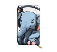 HYTTER Portafoglio in pelle, elegante e resistente, da donna, con scomparti multipli e design con cerniera, motivo elefante nella stanza, nero, taglia unica, Nero , Taglia unica