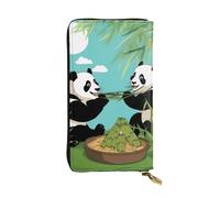 HYTTER Portafoglio in pelle, elegante e resistente, da donna, con scomparti multipli e design con cerniera, due simpatici grandi panda, nero, taglia unica, Nero , Taglia unica