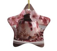 HYTTER Sakura Pudding Picture Christmas Ceramic Star Pendant Ornament facile da appendere, molto adatto per decorare alberi di Natale