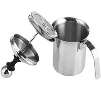 HYTTER Schiumatore per latte manuale in acciaio inox, 400 ml, a doppio strato, per cappuccino e latte