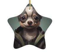HYTTER Simpatico ciondolo a forma di chihuahua in ceramica, ornamento facile da appendere, molto adatto per decorare alberi di Natale