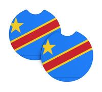 HYTTER Sottobicchieri stampati con bandiera del Congo, confezione da 2, resistenti e impermeabili, per la protezione e la decorazione degli interni dell'auto
