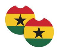 HYTTER Sottobicchieri stampati con bandiera del Ghana, confezione da 2, resistenti e impermeabili, per la protezione e la decorazione degli interni dell'auto