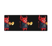 HYTTER Tappetino per mouse con stampa di tromba che soffia il diavolo extra large, per computer, ufficio, tastiera da gioco, versione ispessita, 30,5 x 80 cm