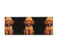 HYTTER Tappetino per mouse extra large con stampa di cani ricci marroni per computer, ufficio, tastiera da gioco, versione ispessita, 30,5 x 80 cm