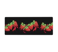 HYTTER Tappetino per mouse extra large con stampa di fragole legate con un fiocco, per computer, ufficio, tastiera da gioco, versione ispessita, 30,5 x 80 cm