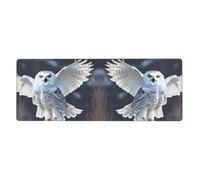 HYTTER Tappetino per mouse extra large con stampa di gufo innevato con scritta "Spreads Its Wings Print", per computer, ufficio, tastiera da gioco, versione ispessita, 30,5 x 80 cm
