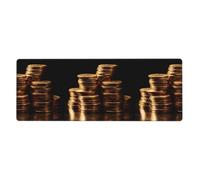 HYTTER Tappetino per mouse extra large con stampa di monete dorate per computer, ufficio, tastiera da gioco, versione ispessita, 30,5 x 80 cm