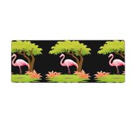 HYTTER Tappetino per mouse extra large con stampa fenicottero sotto l'albero di acero, per computer, ufficio, tastiera da gioco, versione ispessita, 30,5 x 80 cm