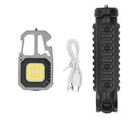 Hyuduo Mini Torce COB Mini Piccola Torcia LED 3 Modalità di Luce Mini Torcia COB Ricaricabile Nera con Staffa Pieghevole per Accessori e Forniture
