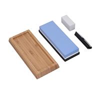 Hyuduo Pietra per Affilare, Set di Pietre per Affilare Coltelli con Grana 1000 6000 con Base in bambù e Supporto in Gomma, Strumento per e Lucidare su Entrambi i Lati per Cuochi Domestici in Cucina