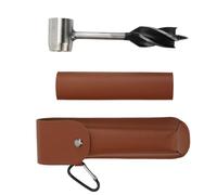 Hyuduo Set di Chiavi a Coclea Manuali, Trapano Manuale per Legno in Acciaio Inossidabile con Perforatore, Strumento di Sopravvivenza Portatile per Campeggio e Giardinaggio (Borsa e fondina in pelle