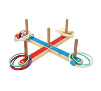 Hyuduo Set di Giochi di Lancio Dell'anello Bastoncini di Legno Rustici e Anelli Colorati Giocattolo Didattico da Lancio per Bambini per Feste di Famiglia in Campeggio su Prato All