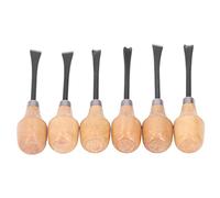 Hyuduo Set di Scalpelli per Intaglio del Legno, Kit di Strumenti per Intaglio a Mano con 6 Sgorbie per Progetti Artistici di Lavorazione del Legno, Manico in Faggio e Lame in Acciaio per di Sculture