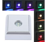 Hyuduo Supporto Quadrato per Lampada a LED con Display a Specchio e Luci Colorate per Display di Gioielli in Vetro, Cristallo Acrilico, Alimentato a Batteria, Bianco e Colorato (COLORFUL)