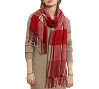 HYUET Sciarpa Donna Inverno Scialle in Cashmere Scozzese Quadri Elegante Lungo Morbida Stole Sciarpe Tartan Wrap Maglia Scialle Inverno Poncho Stola Pashmina con Nappa per Donna Uomo
