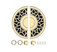 HYUMTODE Maniglia per armadio in ottone antico cinese, pomello a quadretti circolari per libreria, per porta di armadio e finestra, hardware per mobili retrò con viti di montaggio per l’arr