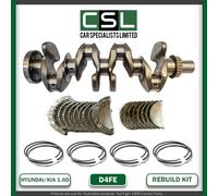 Hyundai 1.6 Crdi D D4FE Albero Principale Biella Cuscinetti Set Pistone Rings x4