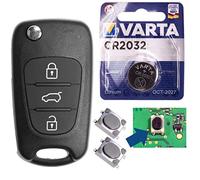 Hyundai - Chiave per auto, telecomando, 3 tasti, alloggiamento + micro tasto + batteria vergine per Hyundai