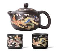 Hyunlai Gongfu - Teiera fatta a mano in argilla viola che cambia colore, con beccuccio facile da versare, facile da pulire, per gli amanti del tè, 1 set