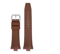 HYUOIND Cinturino for orologio in gomma FKM con estremità convessa da 9 mm compatibile con cinturini for orologi in gomma fluorurata Citizen NJ0150 NJ0151 ME Color Series a sgancio rapido(FKM-Brown)
