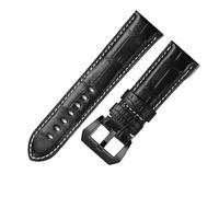 HYUOIND Cinturino in Vera Pelle di Coccodrillo Compatibile con Orologio Meccanico Panerai PAM01274 PAM01274 PAM1135/1144/1313 da Uomo(Black-Black,22mm)