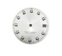 Hyuwdai 1pcs 28.5mm Quadrante Orologio Adatto NH35/NH36/4R/7S Movimento Indici Diamante Data Finestra Man Watch Accessori Parti, bianco, NO LOGO