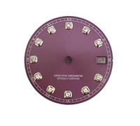 Hyuwdai 1pcs 28.5mm Quadrante Orologio Adatto NH35/NH36/4R/7S Movimento Indici Diamante Data Finestra Man Watch Accessori Parti, Oro rosa, NO LOGO