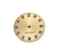 Hyuwdai 1pcs 28.5mm Quadrante Orologio Adatto NH35/NH36/4R/7S Movimento Indici Diamante Data Finestra Man Watch Accessori Parti, Oro, NO LOGO