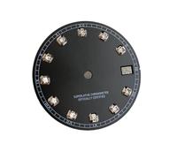 Hyuwdai 1pcs 28.5mm Quadrante Orologio Adatto NH35/NH36/4R/7S Movimento Indici Diamante Data Finestra Man Watch Accessori Parti, Rosso, NO LOGO