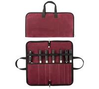 HYUXNT Borsa per coltelli, 16 OZ, in tela cerata, con 7 scomparti per coltelli e cucchiai, valigetta per coltelli da cucina, rosso vivo, Borsa per coltelli
