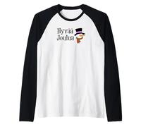 Hyvaa Joulua Finlandese Buon Natale Cartoon Pupazzo di Neve Maglia con Maniche Raglan