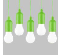 HYVCZP Confezione da 5 lampadine a LED con cordino, comode da appendere, alimentate a batteria, luce notturna portatile, da usare per feste, campeggio, barbecue e riunioni (verde)