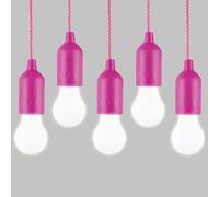 HYVCZP Confezione da 5 lampadine LED con corda da tirare, comoda lampadina a sospensione con corda da tirare, alimentata a batteria, portatile, luce notturna, ideale per feste, campeggio, barbecue