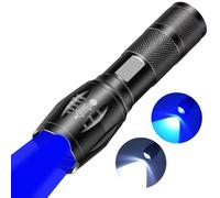 HYVCZP Torcia elettrica ricaricabile 2 in 1 blu, torcia portatile impermeabile, torcia a LED con combinazione di luce bianca e blu per pesca, mappe e carte nautiche leggere