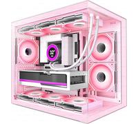 HYXN H3 HYXN ATX Case per PC - Preinstallato con 6 ventole ARGB PWM a specchio infinito - Case per PC da gaming Mid-Tower compatto a doppia cavità - con supporto per radiatore Type-C 3.2-360mm, colore