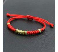 HYXX Bracciale Intrecciato, Braccialetto Regolabile con Perline Dorate Ciondolo Bracciali Etnici Braccialetti Rossi Tibet Braccialetti con Ciondoli Fatti A Mano Coppia Uomo Donna Regalo