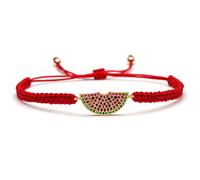 HYXX Bracciale Tibetano,Bracciale Regolabile Da Spiaggia Anguria Dorata Braccialetti Dell'Amicizia Bracciale In Tessuto Rosso Frutta Colorata Zircone Cavigliera Fatta A Mano Donna Uomo Regalo