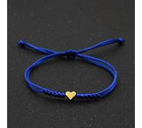 HYXX Bracciale Tibetano, Braccialetti con Ciondoli A Forma di Cuore d'oro Regolabili Amicizia Corda Intrecciata Blu Etnico Fatto A Mano per Donna Uomo Amanti Bracciale Portafortuna