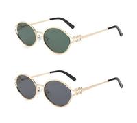 HYYZZC 1-2 pezzi occhiali da sole alla moda retrò con montatura piccola da donna e uomo in metallo con protezione UV, occhiali da sole con, BLS3623, C2C3