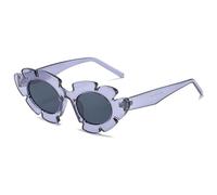 HYYZZC Occhiali da sole alla moda Cat Eye Candy Colors da donna Retro Flower Shape Occhiali da sole da uomo Trendy UV400 per shopping viaggi spiaggia feste ciclismo, verde grigio, taglia unica
