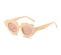 HYYZZC Occhiali da sole alla moda Cat Eye Candy Colors da donna Retro Flower Shape Occhiali da sole da uomo Trendy UV400 per shopping viaggi spiaggia feste ciclismo, Champagne, Taglia unica